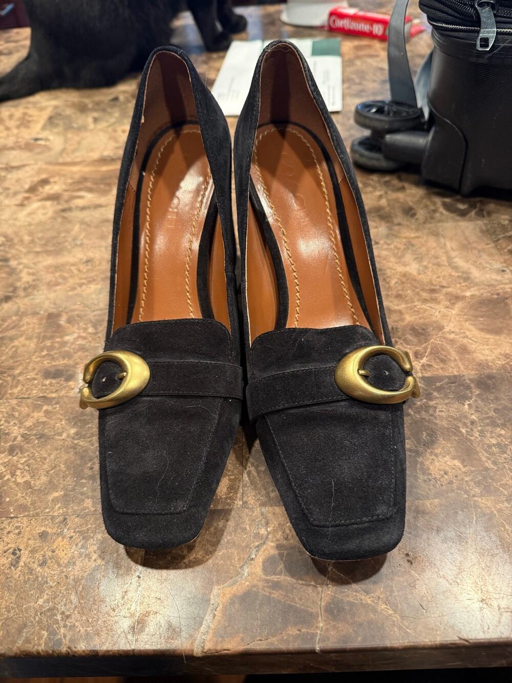 Beautiful COACH suede shoes with gold buckle